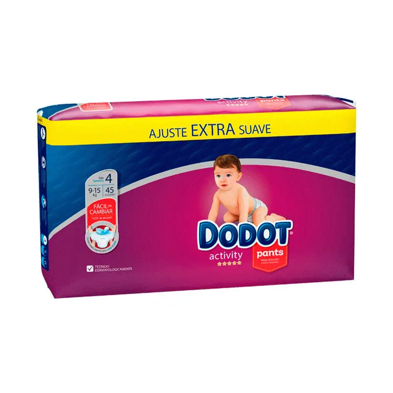 Dodot Pants Activity Pañal Extra Jumbo Talla 4 (9-15 Kg), 45 unidades