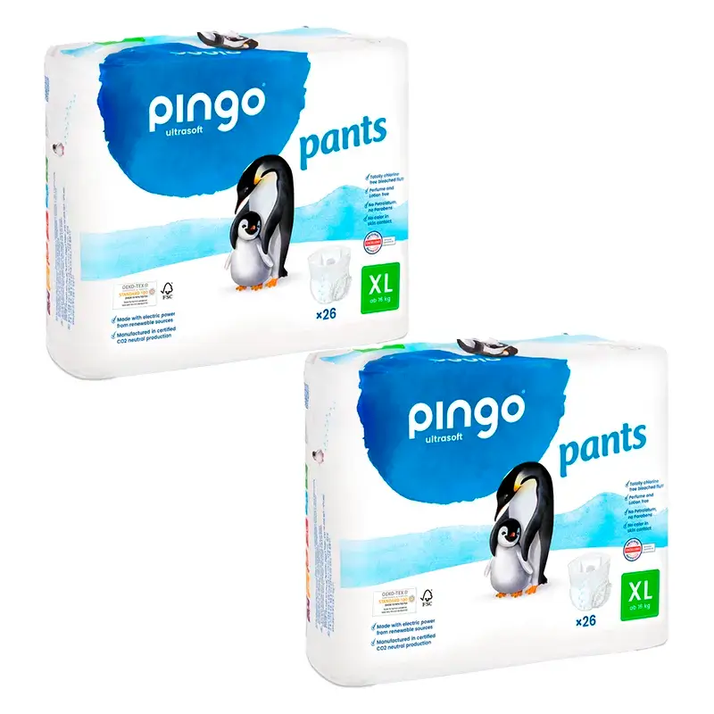 Pingo Pañal Braguitas Ecológicas Talla 6 (16 kg+), Pack 2 X 26 Unidades