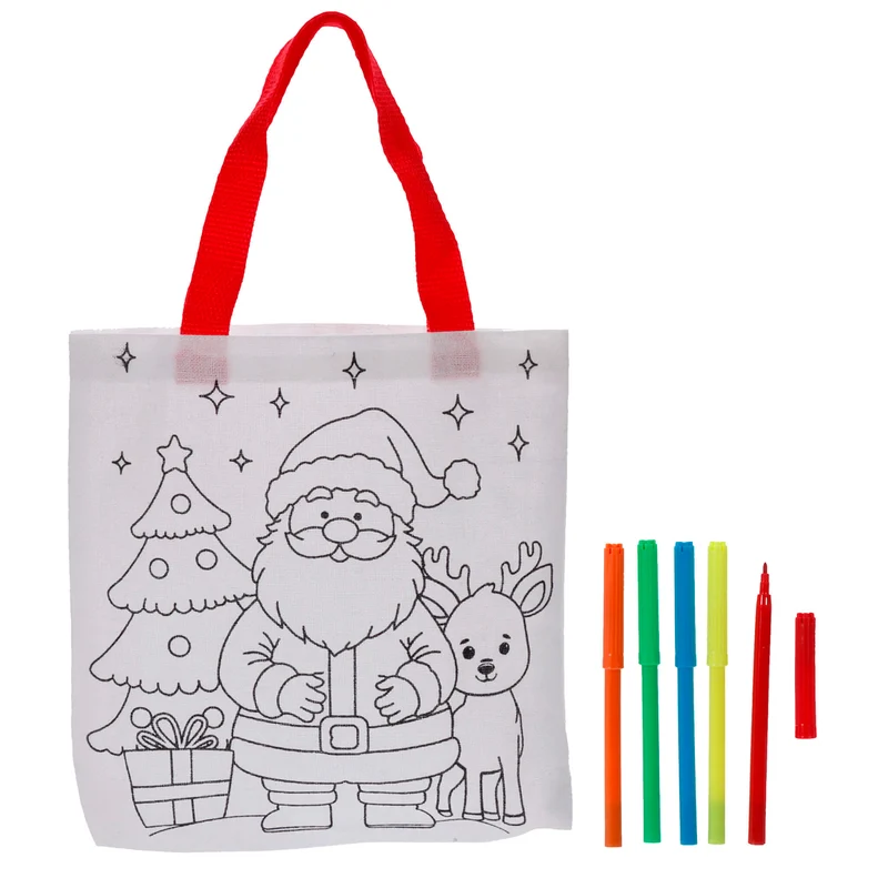 Art.11508 Kit Bolsa Navideña para Pintar 30x21cm 1pz